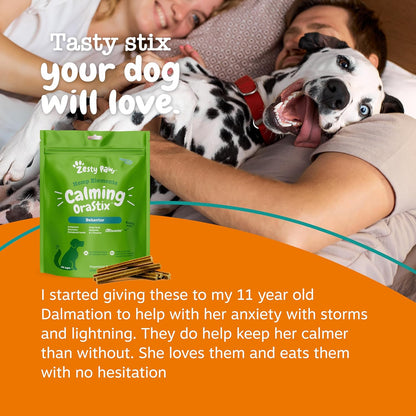 Zesty Paws Calming Orastix for Dogs - Dental Sticks for Stress and Anxiety Relief with Hemp Melatonin Chamomile Dog Tartar Teeth Cleaning Calm Composure for Fireworks and Thunderstorms