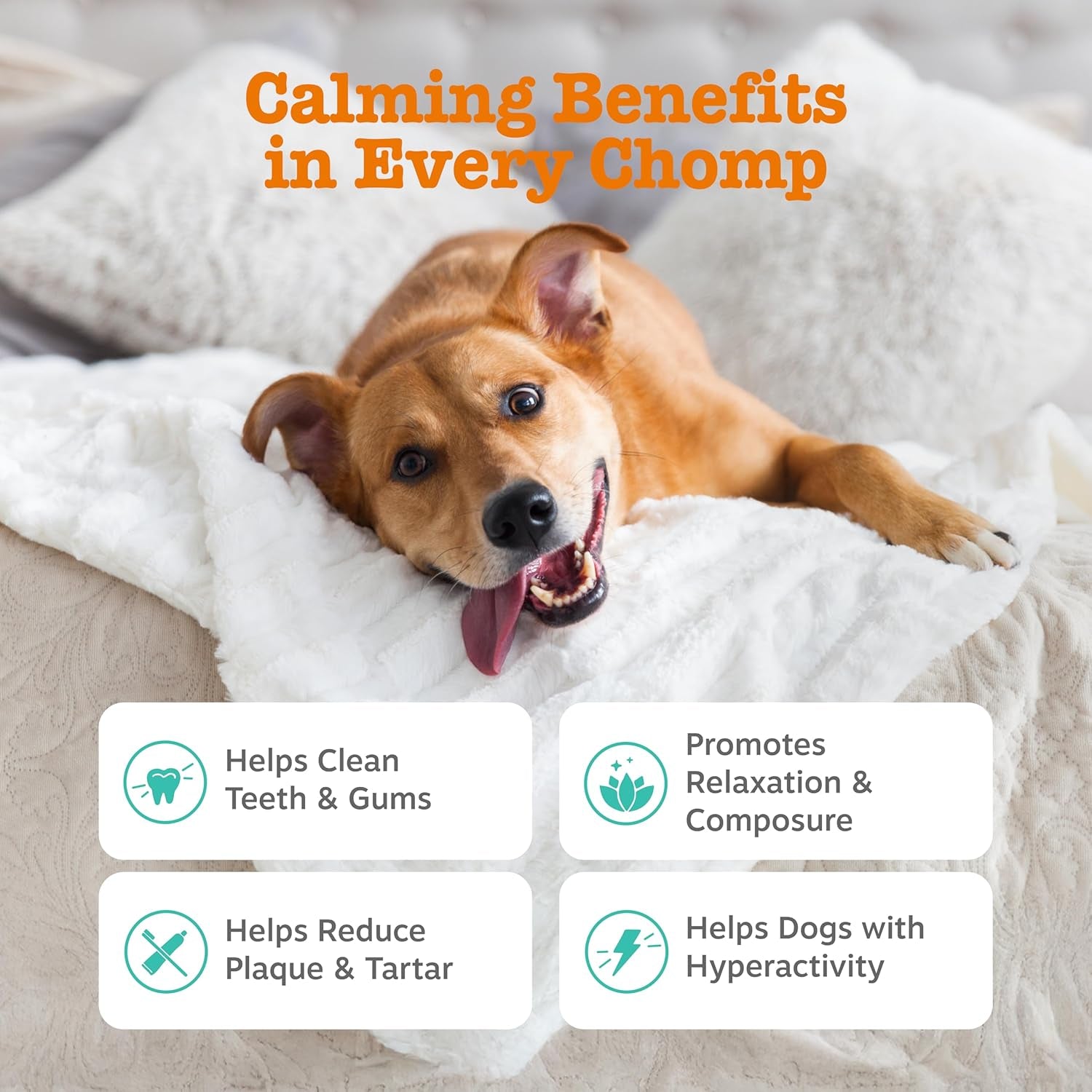 Zesty Paws Calming Orastix for Dogs - Dental Sticks for Stress and Anxiety Relief with Hemp Melatonin Chamomile Dog Tartar Teeth Cleaning Calm Composure for Fireworks and Thunderstorms